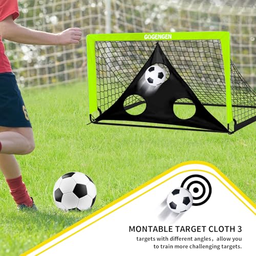 Soccer Goal, 2 of 6x4 Soccer Goals for Backyard with Soccer Net, Soccer Ball, Target, Cones, Soccer Training Equipment for Toddler Kids Youth - color: Green