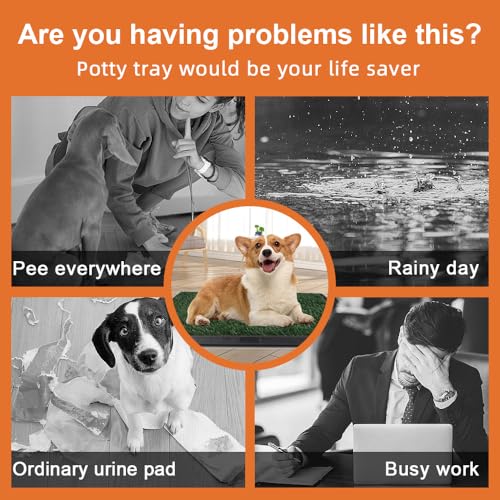 Dog Grass Pad with Tray 25"X20" - Artificial Turf Pet Potty for Apartment Balcony/Patio, Portable Fake Grass Litter Box for Dogs Training, Indoor/Outdoor Reusable Washable Pee Mat - size: 25"×20"