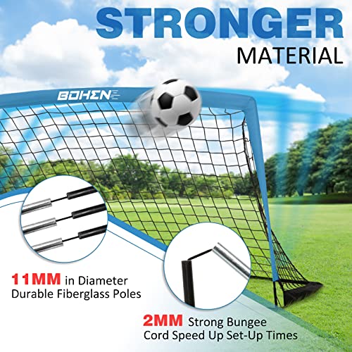 BOHEN 9x5 FT Kids Soccer Goals with Carry Bag, Portable Folding Soccer Net for Backyard Training, Indoor/Outdoor Use for Youth and Adult - color: Blue, size: 9x5ft, 1 Pack