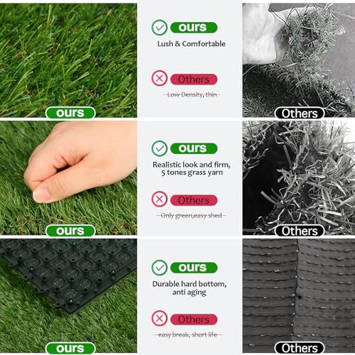 XLX TURF Interlocking Fake Grass Pad for Dogs Potty Tiles - 9 Pack 12" X 12" Square Artificial Grass Pee Mat for Puppy Tray Self Draining Indoor Outdoor Use