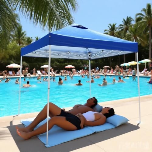 8x8 Pop Up Canopy Tent, Waterproof 210D Oxford, 3 Removable Sidewalls, Vented Roof, Wind-Resistant Steel Frame, UPF 50+, Wheeled Bag, 1-Person Instant Setup, Fits 3-5 People – Blue - color: Blue