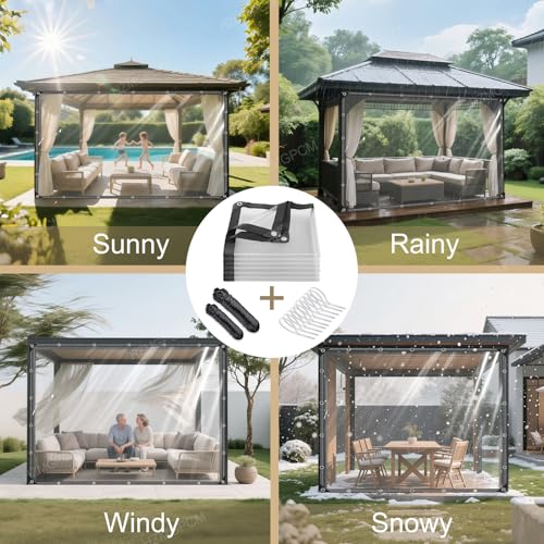 Clear Tarp 8x12 ft with Grommets Thickened 14 Mil Tear Resistant Reinforced Edges Clear Vinyl Tarp for Greenhouse Sunshade and Rainproof Tarpaulin Chicken Coop - size: clear tarp 8x12ft