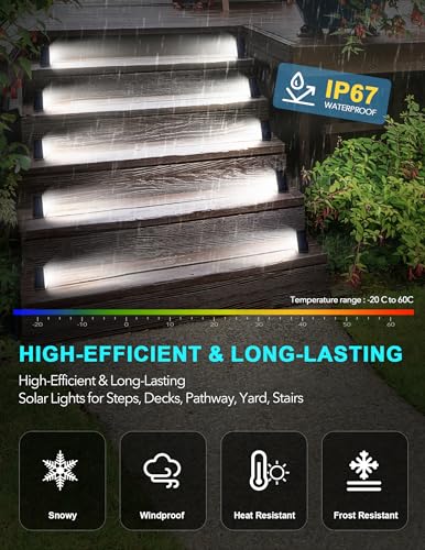 AUDLES LED Solar Step Lights Stair Light Solar Deck Lights IP67 Solar Decoration Lights for Yard, Patio, Garden, Walkways, Front Door, Pathway, Driveway, Porch 6PK - color: Cool White, size: 6 Pack