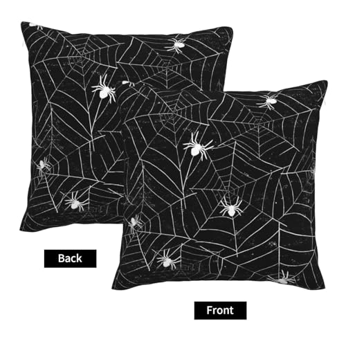 Halloween Spiderwebs Pillow Covers 18x18 Set of 2 Black and White Decorative Throw Pillow Cover Spider Webs Square Pillowcases Cushion Covers for Couch Bed Sofa Decor - color: Black Beige, size: 18" x 18" (Pack of 2)