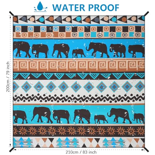 HIHOHO Beach Blanket Waterproof Sandproof Beach Mat for 1-8 Adults Quick Drying Durable Outdoor Picnic Mat for Beach Festival Travel Camping Hiking (Elephant-GN, 79"×83"(4 Person)) - color: Elephant-gn, size: 6'11" x 6'7"