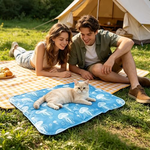 Dog Cooling Mat - 1pc Lightweight Flexible Cute Gel Mat, Self-Cooling Pad for Hot Weather, Pressure-Activated Chill Pad | Summer Relief for Home House Yard Patio Living Room