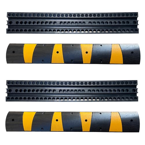 Rubber Speed Bump 6 Feet Rubber Driveway Modular Heavy Duty Speed 72.4 x 12 x 2.4 Inch Cable Protector Ramp for Garage Gravel Roads Asphalt Concrete, 6Ft-Speed Bump (2 pack 6ft speed hump) - color: 2 pack 6ft speed bump