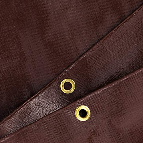 WHITEDUCK Super Heavy Duty Poly Tarp Cover 16 Mil & 10 Mil with Grommets and Reinforced Edges (Brown, White & Silver Black) (Brown- 16 Mil, 12' x 25') - color: Brown- 16 Mil, size: 12' x 25'