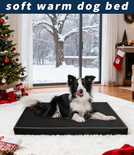 Waterproof Dog Bed Hair-Resistant, Removable Vegan Leather Cover, Pee Proof Black Vinyl Pad, Easy to Clean Pet Pad - color: Black, size: 33"L x 22"W x 3"Th