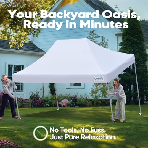 Quictent 10x15 Heavy Duty Pop Up Canopy Tent with Sidewalls, Hexagonal Legs- Commercial Instant Shelter with 3-Year Frame Warranty, 800D Waterproof Oxford Fabric for Weddings, Events, Outdoor Markets - color: White, size: 10x15ft