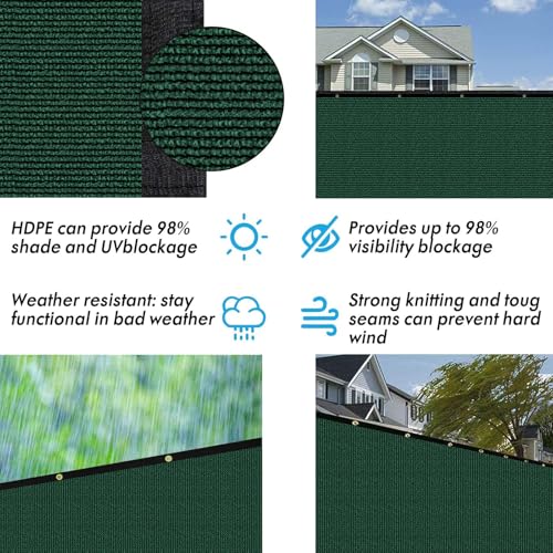 UPGRADE Privacy Screen Fence 6' x 50' Commercial 220GSM Fence Panel with Brass Grommets Heavy Duty Perfect for Outdoor Back Yard, Dark Green Customizable - color: Dark Green, size: 0 6' x 5 0' 220 GSM