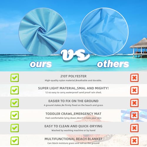 Beach Blanket Waterproof Sandproof Oversized Lightweight 78''×110'' 1-7 Adults Blanket Beach Large Picnic Mat for Travel Camping Hiking Picnic - color: Teal, size: 78''x110''