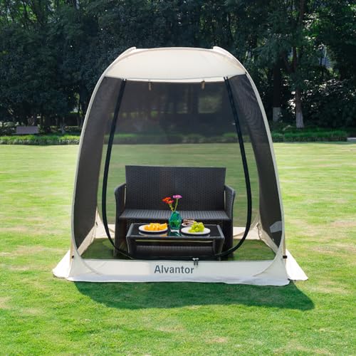 Alvantor® Screen House Gazebo, Pop Up Igloo Screened Canopy Tent with Mosquito Netting Sides,Instant UV Resistant Sun Shelter for Garden,Patio,Backyard,Beige 6 x6 FT - color: Beige, size: 6'x6'