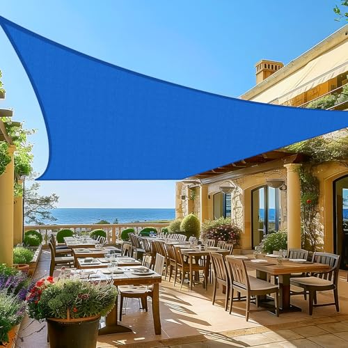 Artpuch Sun Shade Sail, 8'X16' Blue Rectangle Curved Edged Sun Shade, Commercial Grade 185GSM HDPE UV Permeable Outdoor Shade Cloth for Deck, Backyard, Patio (Custom Sizes Made)