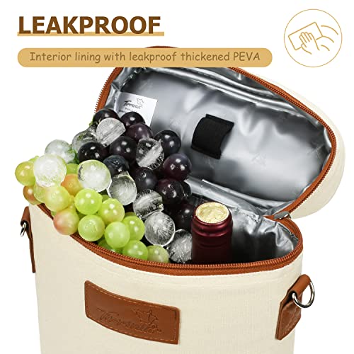Tirrinia 2 Bottle Wine Gift Tote Carrier - Leakproof & Insulated Padded Versatile Wine Cooler Bag for Travel, BYOB Restaurant, Wine Tasting, Party, Dinner,Gift for Wine Lovers, Beige - color: Beige, size: 2 Bottle-without front pocket