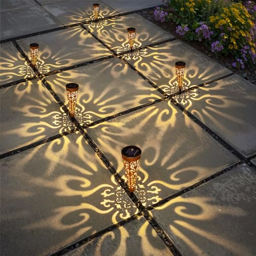 Go2garden 6Pcs Garden Solar Lights Outdoor Stakes Decorative Lighting for Yard, Pathway, Patio Decor Lawn Ornament (Red Copper) - color: Vintage Copper