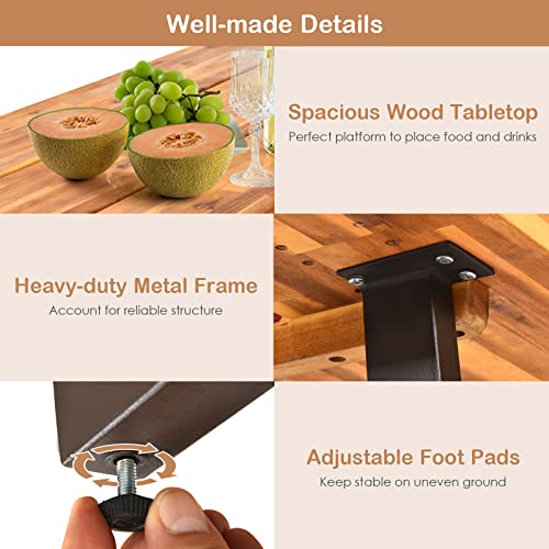 S AFSTAR 70" Outdoor Picnic Table, Heavy Duty Wooden Table and Bench Set with Umbrella Hole, All-Weather Acacia Wood Picnic Tables for 6, Garden, Backyard, Porch, Patio - size: Without Umbrella