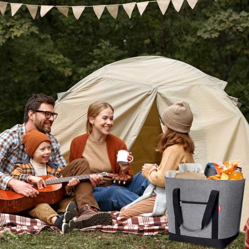 LHZK Jumbo Cooler Bag, Collapsible Leakproof Insulated Bag with Zipper & Handles, Soft Insulated Grocery Bags for Shopping, Travel, Beach, Picnic (50L, Grey) - color: Gray