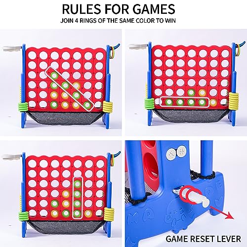 Giant 4 Row Game with Carrying Bag and Mesh Fabric .Giant 4-to-Score Game Set Suitable for Indoor and Outdoor Holiday Parties and Family Gatherings.（ Blue red） - color: Blue Red
