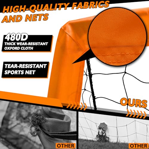 2 of 5×3 6x4 9x5 FT Portable Kids Soccer Goals Set, Foldable Soccer Practice Nets for Backyard with Carrying Bag for Toddler Youth Pop Up Soccer Training Equipment Indoor Outdoor Sports Game Gift - color: Orange, style: 5x3FT