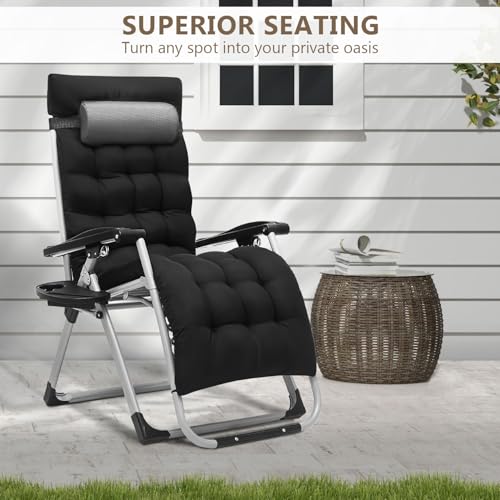 OS MOTOR Zero Gravity Chair, Portable Folding Reclining Lounge Chairs with Adjustable Cushion and Cup Holder Trays for Outdoor, Patio, Beach, Camping, Garden, Poolside, Gray - color: Grey