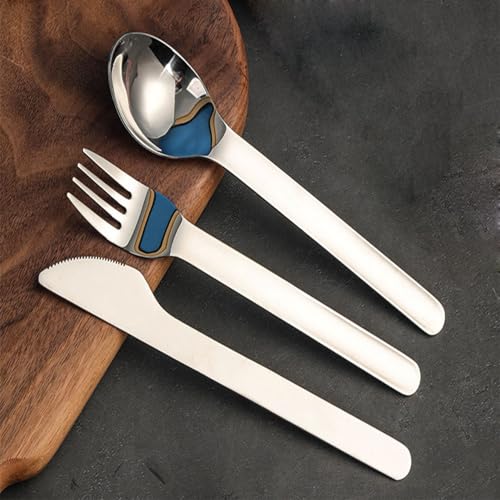 Travel Cutlery Set with Case Portable Silverware Utensils Set,ABS cutlery box, spoon and forkReusable Flatware Set Cutlery Set for Camping Picnic Hiking Office (grey), BXCJ01, Gray - color: Gray
