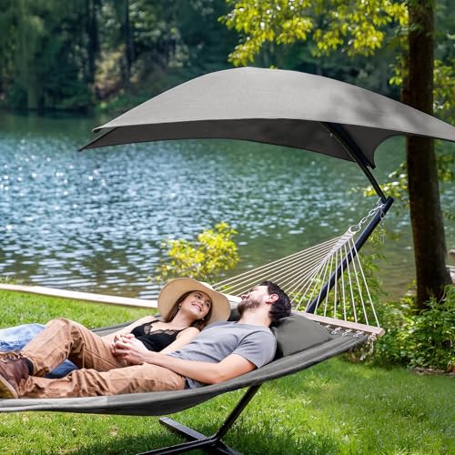 SUNCREAT Hammocks for Outside with Stand, Porch Hammock and Stand, 475 lbs Capacity, Patent Pending, Light Gray - color: Light Gray