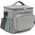 FlowFly Insulated Reusable Lunch Bag Adult Large Lunch Box for Women and Men with Adjustable Shoulder Strap,Front Zipper Pocket and Dual Large Mesh Side Pockets,Grey - color: Gray