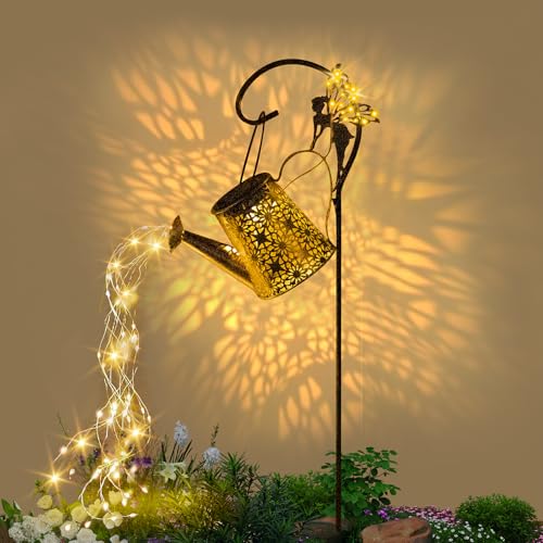 SRNPMIU Solar Watering Can Light, Solar Outdoor Decorative,Garden Decor Lights for Yard, IP65 Waterproof Hanging Lantern Landscape Lights, Garden Gifts for Mom, Grandma Women Birthday - color: Yellow