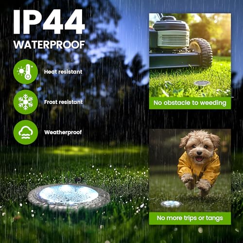 PATIOWIN Mini Solar Ground Lights, 16 Pack Solar Garden Lights, Solar Powered Pathway Lights Warterproof, Outdoor Lights for Driveway, Walkway, Backyard, Patio (Cool White) - color: Cool White, size: 16 PACK