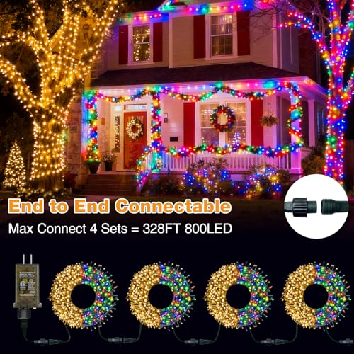 btfarm Color Changing Christmas Lights Outdoor, 66FT 200 LED Christmas Tree Lights Indoor with Remote, Timer Twinkle String Light Waterproof for Xmas Wedding Party Decor, Warm White & Multicolor - size: 66ft 200led