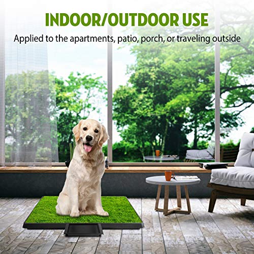 Dog Litter Box, Artificial Grass for Dogs Potty with Tray, Fake Grass Patch for Dogs Indoor and Outdoor Use, Puppy Training Pad, Best for Medium and Small Dog, by GPCT