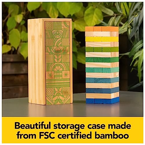 Mindful Classics, Jumbling Tower Sustainable Wooden Blocks Tumbling Toppling Bamboo Wood Party Stacking Game, for Adults and Kids Ages 8 and up - color: Jumbling Tower