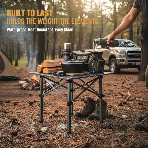 Folding Camping Table, Portable Lightweight Beach Tables for Sand Foldable, Aluminum Roll-up Folding Square Table for Outdoor Camping, Picnic, Card, Travel - color: Aluminum Desktop