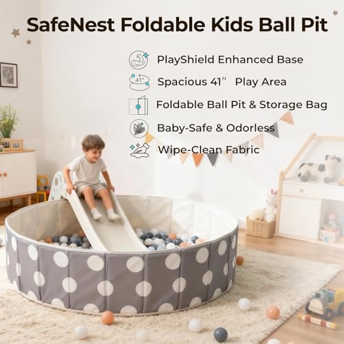 40Inch Kids Ball Pit, Foldable & Portable & Reusable Balls Pool for Toddlers,Playpen/Fence for Baby, Play Pool for Dog, Indoor & Outdoor Use, Oversized - color: Gray With Point