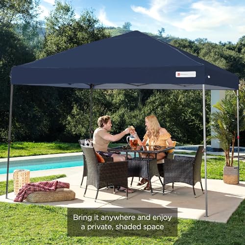 Best Choice Products 10x10ft Pop Up Canopy Tent, Outdoor Shade, 1 Person 1 Minute Set Up, Carry Case, 4 Weight Bags - Navy Blue - color: Navy Blue, size: 10x10ft