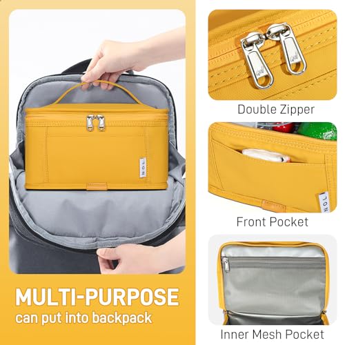 NOL Natural Organic Lifestyle Small Lunch Bag Mini Lunch Box Insulated Lunch Bag for Men/Women Leakproof Cooler Tote Bag Lightweight Nylon Waterproof Lunch Box For Work, Earth-yellow - color: Earth-yellow, size: Medium(5 Liters)