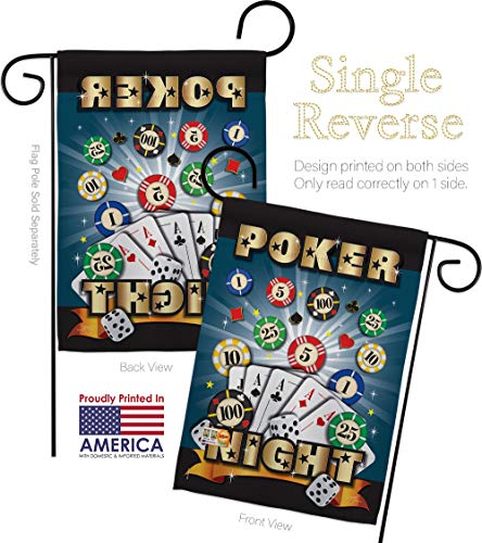Breeze Decor Poker Night Garden Flag Set Wall Hanger Interests Game Bunco Dice Bingo Hobbies Leisure Activity Small Decorative Gift Yard House Banner Made in USA 13 X 18.5
