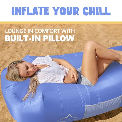 AlphaBeing Inflatable Lounger Beach Chair Accessories, Air Sofa Hammock Inflatable Couch for Camping Backyard Lakeside with Compression Sacks, Ideal Outdoor Gifts for Adults - color: Periwinkle Blue