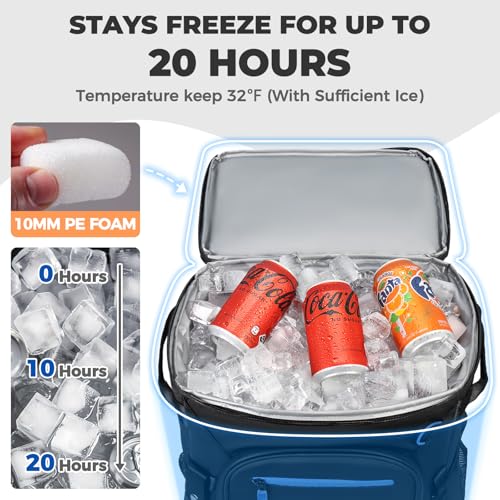 Heytrip Backpack Cooler 36/54 Cans, Insulated Portable Large Leakproof Waterproof Cooler Bag, 20 Hours Cold Retention for Lunch Camping Travel Beach Picnic - color: Black - 36 Cans with 2 Pouches