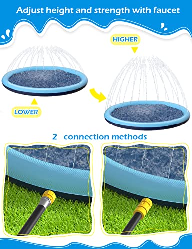 Kids Dog Splash Pad Sprinkler - Jasonwell Non Slip Dog Sprinkler Pad Splash Pool Puppy Dogs Pool Summer Outdoor Water Toys Backyard Durable Splash Pad for Toddlers Kids Small Medium Large Dogs Pet - style: Blue - 97"