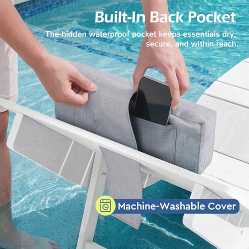 Stoog All-Weather Folding Pool Lounge Chairs, HIPS Anti-Floating Outdoor Chaise with Headrest, Heavy Duty Pool Chairs for Beach, Sun Deck, White - color: White