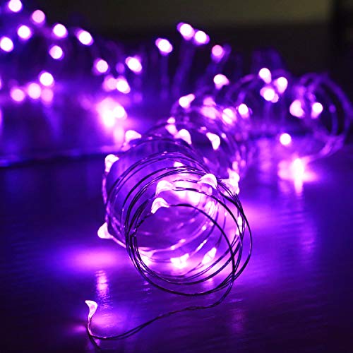 6 Pack 7Ft Starry String Lights No Remote Fairy String Lights 20 Micro Starry Leds On Silvery Copper Wire CR2032 Batteries Included,Works for Wedding Centerpiece,Party,Christmas Table Decor (Purple) - color: Purple, size: 7ft
