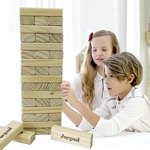 Juegoal 54 Piece Giant Tumble Tower, Wooden Block Game with Gameboard, Canvas Bag for Outdoor Yard Playing,7.1 x 7.2 x 25.2 Inches - color: Wood Color, size: X-Large