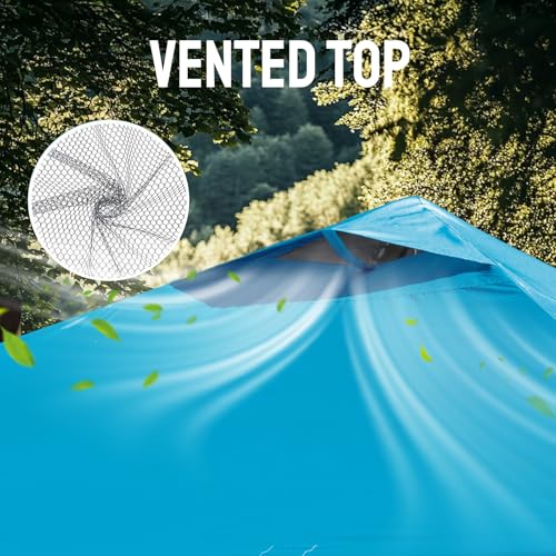 CROWN SHADES 10x10 Pop Up Canopy Tent - Patented Center Lock One Push Instant Outdoor Canopy Beach Tent with STO-N-Go Bag 8 Stakes & 4 Sand Bags，Sky Blue - style: Sky Blue