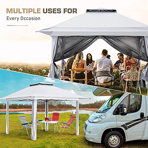 EAGLE PEAK 13x13 Pop Up Gazebo with Mesh Netting, Easy Up Screened Canopy for Patio and Backyard, Easy Set up Outdoor Gazebo (White) - color: White, size: 13x13 with netting