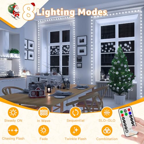 Ollny Christmas Lights Cool White, 600LED 197FT Christmas Tree Lights IP67 Waterproof, Plug in Fairy Lights with Remote 8 Modes Timer, Xmas Light for Outdoor Indoor House Holiday Decor - color: Cool White, size: 600 LEDs