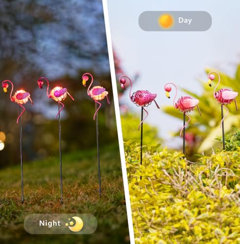 Stargarden 3 Pack Garden Solar Lights, Flamingo Solar Figurine Lights, Decorative Garden Stakes Waterproof Yard Decorations Outdoor for Pathway, Patio - color: Flamingo
