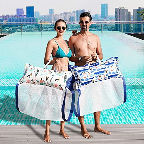 FindUWill 2-Pack Fabric Pool Floats, Inflatable Water Hammocks, XL Large Pool Float Lounger Chair for Adult - color: T-Green&Blue Mermaid