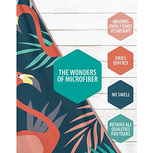VENTURE 4TH Microfiber Beach Towel: Quick-Dry, Compact, Sand-Free, Absorbent, Sandproof and Lightweight - Perfect for Camping, Beach, and Roadtrips (Navy Flamingo Design | 35x78 inches) - color: Navy Flamingo, size: Extra Large (78" x 35")